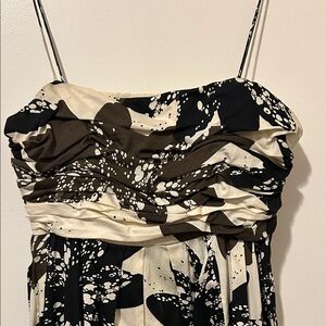 Taylor Black and Cream Cotton Strapless Dress